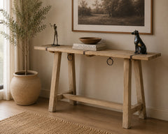 Handcrafted Live Edge Solid Wood Console Table with Iron Accents | Rustic Entryway, Hallway & Sofa Table