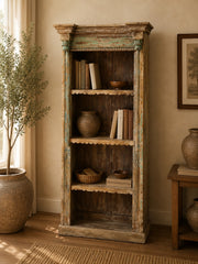Reclaimed Wood Bookcase | Open Display Bookshelf with Architectural Details | Handcrafted Heritage Storage Shelf