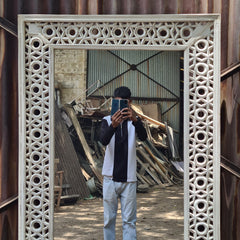 Handcrafted Whitewash Full Length Wooden Mirror | Solid Mango Wood Carved Floor Mirror | Large Rustic Leaning & Wall Mounted Mirror for Bedroom, Entryway & Living Room