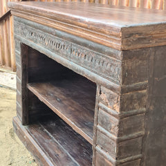 Handcrafted Reclaimed Wood Bookshelf | Rustic Solid Wood Open Bookcase with 2 Shelves | Vintage Storage Display Unit
