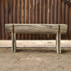 Handcrafted Reclaimed Solid Wood Log Bench | Rustic Live Edge Timber Bench | Farmhouse Wooden Entryway, Dining & Accent Seating
