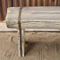 Handcrafted Reclaimed Solid Wood Log Bench | Rustic Live Edge Timber Bench | Farmhouse Wooden Entryway, Dining & Accent Seating