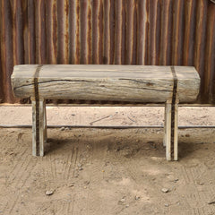 Handcrafted Reclaimed Solid Wood Log Bench | Rustic Live Edge Timber Bench | Farmhouse Wooden Entryway, Dining & Accent Seating