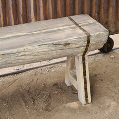 Handcrafted Reclaimed Solid Wood Log Bench | Rustic Live Edge Timber Bench | Farmhouse Wooden Entryway, Dining & Accent Seating