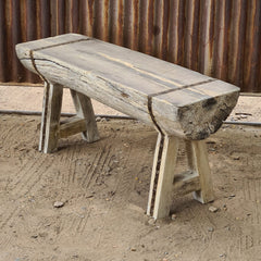 Handcrafted Reclaimed Solid Wood Log Bench | Rustic Live Edge Timber Bench | Farmhouse Wooden Entryway, Dining & Accent Seating