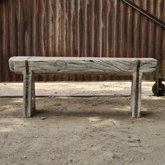 Handcrafted Reclaimed Solid Wood Log Bench | Rustic Live Edge Timber Bench | Farmhouse Wooden Entryway, Dining & Accent Seating