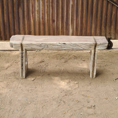 Handcrafted Reclaimed Solid Wood Log Bench | Rustic Live Edge Timber Bench | Farmhouse Wooden Entryway, Dining & Accent Seating