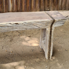 Handcrafted Reclaimed Solid Wood Log Bench | Rustic Live Edge Timber Bench | Farmhouse Wooden Entryway, Dining & Accent Seating