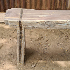 Handcrafted Reclaimed Solid Wood Log Bench | Rustic Live Edge Timber Bench | Farmhouse Wooden Entryway, Dining & Accent Seating