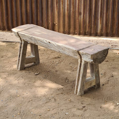Handcrafted Reclaimed Solid Wood Log Bench | Rustic Live Edge Timber Bench | Farmhouse Wooden Entryway, Dining & Accent Seating