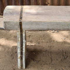Handcrafted Reclaimed Solid Wood Log Bench | Rustic Live Edge Timber Bench | Farmhouse Wooden Entryway, Dining & Accent Seating