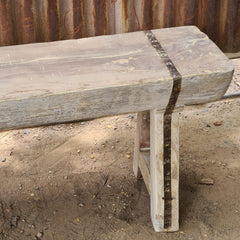 Handcrafted Reclaimed Solid Wood Log Bench | Rustic Live Edge Timber Bench | Farmhouse Wooden Entryway, Dining & Accent Seating