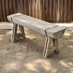 Handcrafted Reclaimed Solid Wood Log Bench | Rustic Live Edge Timber Bench | Farmhouse Wooden Entryway, Dining & Accent Seating