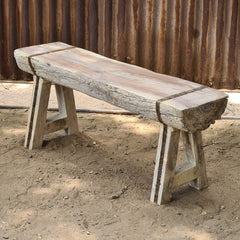 Handcrafted Reclaimed Solid Wood Log Bench | Rustic Live Edge Timber Bench | Farmhouse Wooden Entryway, Dining & Accent Seating (Copy)