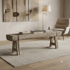 Handcrafted Reclaimed Solid Wood Log Bench | Rustic Live Edge Timber Bench | Farmhouse Wooden Entryway, Dining & Accent Seating