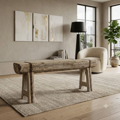 Handcrafted Reclaimed Solid Wood Log Bench | Rustic Live Edge Timber Bench | Farmhouse Wooden Entryway, Dining & Accent Seating (Copy)