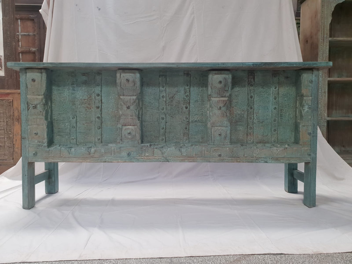 Handmade Carved Solid Hard Wood Old Door Console Table 184X40X79 Cm