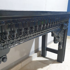 Hand Carved Solid Wood Console Hall Table Black 44