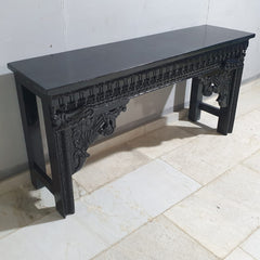 Hand Carved Solid Wood Console Hall Table Black 44