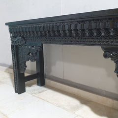 Hand Carved Solid Wood Console Hall Table Black 44