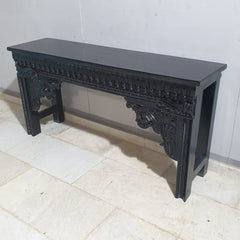 Hand Carved Solid Wood Console Hall Table Black 44