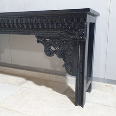 Hand Carved Solid Wood Console Hall Table Black 44