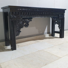 Hand Carved Solid Wood Console Hall Table Black 44