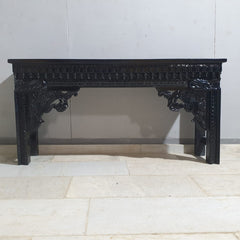 Hand Carved Solid Wood Console Hall Table Black 44