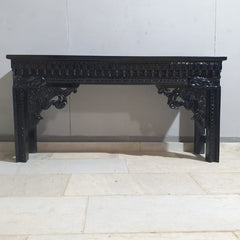 Hand Carved Solid Wood Console Hall Table Black 44