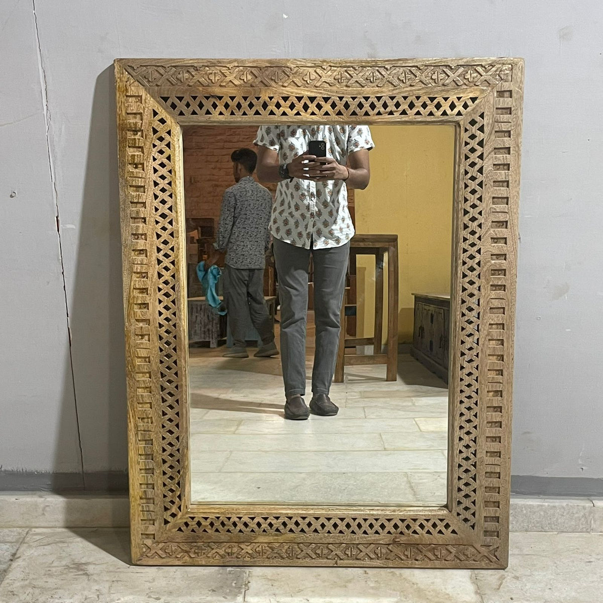 Indian Hand Carved Solid Wood Mirror Frame 24