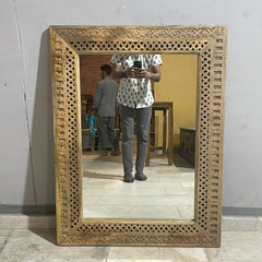 Indian Hand Carved Solid Wood Mirror Frame 24