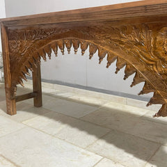 Hand Carved Solid Hard Wood Console Table Honey Brown 55