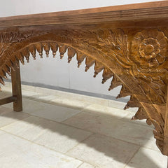 Hand Carved Solid Hard Wood Console Table Honey Brown 55
