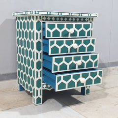 Bone Inlay Amira Classic Honeycomb Pattern Bedside Table 89