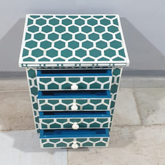 Bone Inlay Amira Classic Honeycomb Pattern Bedside Table 89