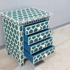 Bone Inlay Amira Classic Honeycomb Pattern Bedside Table 89