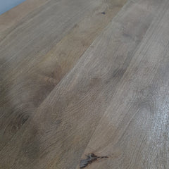 Hand Carved Pedestal Leg Console Table Natural Wood Finish 47