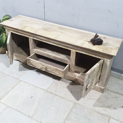 Solid Mango Wood Carved Doors Entertainment TV Unit 50