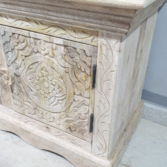 Solid Mango Wood Carved Doors Entertainment TV Unit 50