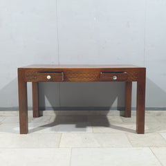 Handmade Indian Furniture Solid Mango Wood Dining Table With 2 Drawers in Brown