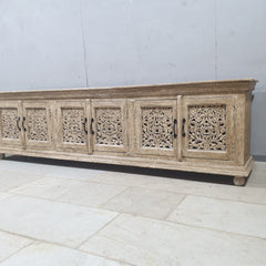 Hand Carved Solid Wood 4 Door TV Unit 52