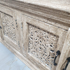 Hand Carved Solid Wood 4 Door TV Unit 52