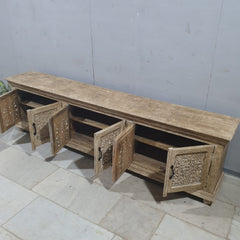 Hand Carved Solid Wood 4 Door TV Unit 52
