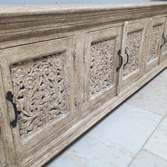 Hand Carved Solid Wood 4 Door TV Unit 52