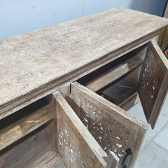 Hand Carved Solid Wood 4 Door TV Unit 52