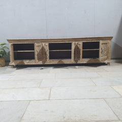 Hand Carved Solid Wood 4 Door TV Unit 52