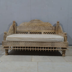Indian Wooden Handmade Carved Balinese Daybed Sofa D17