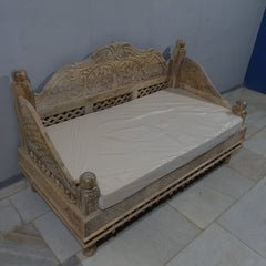 Indian Wooden Handmade Carved Balinese Daybed Sofa D17