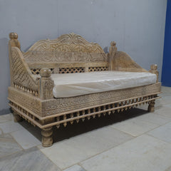 Indian Wooden Handmade Carved Balinese Daybed Sofa D17
