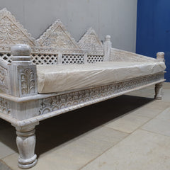 Mughal Garden Hand Carved Solid Wood Daybed Sofa D16